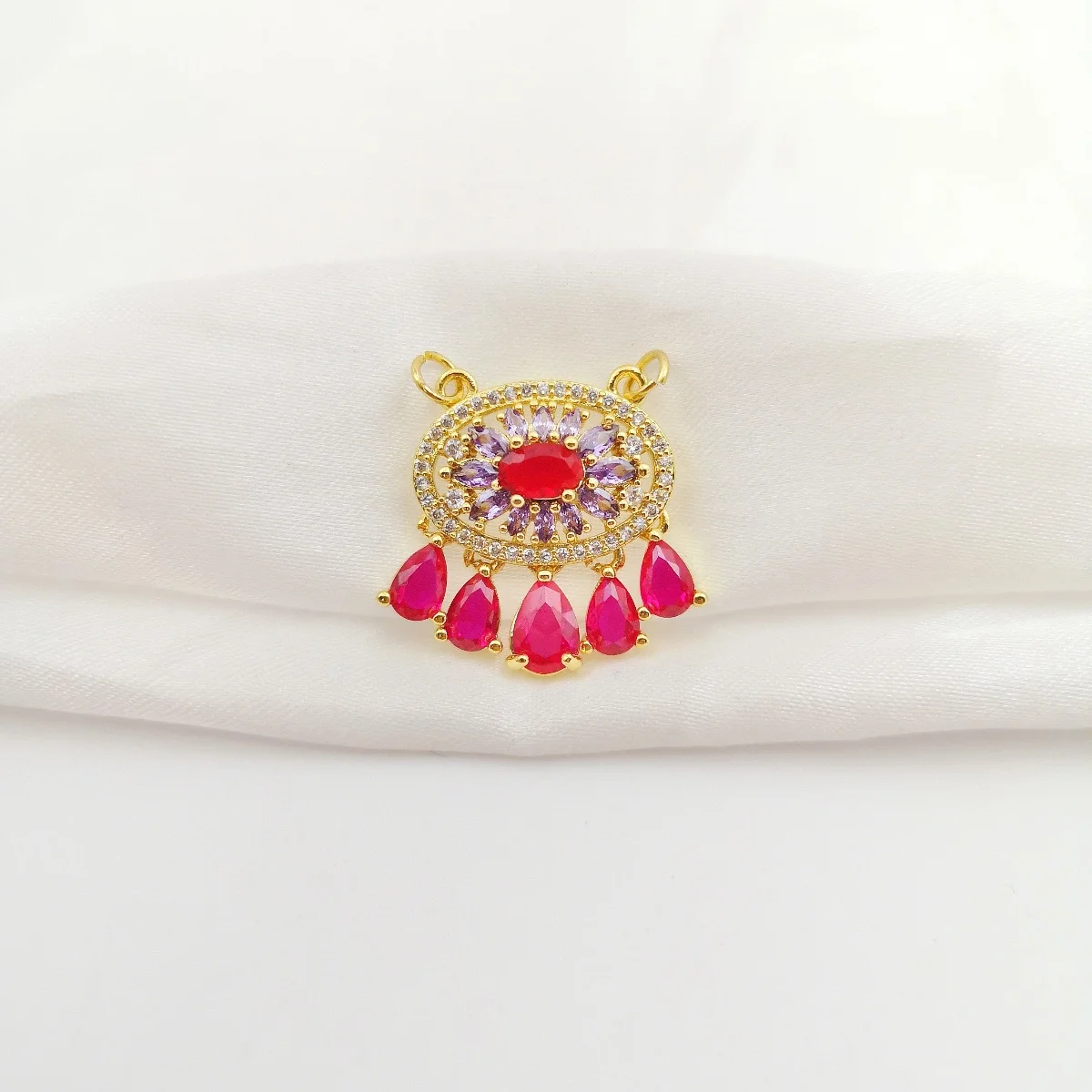 Gold Color Oval Flo… - image