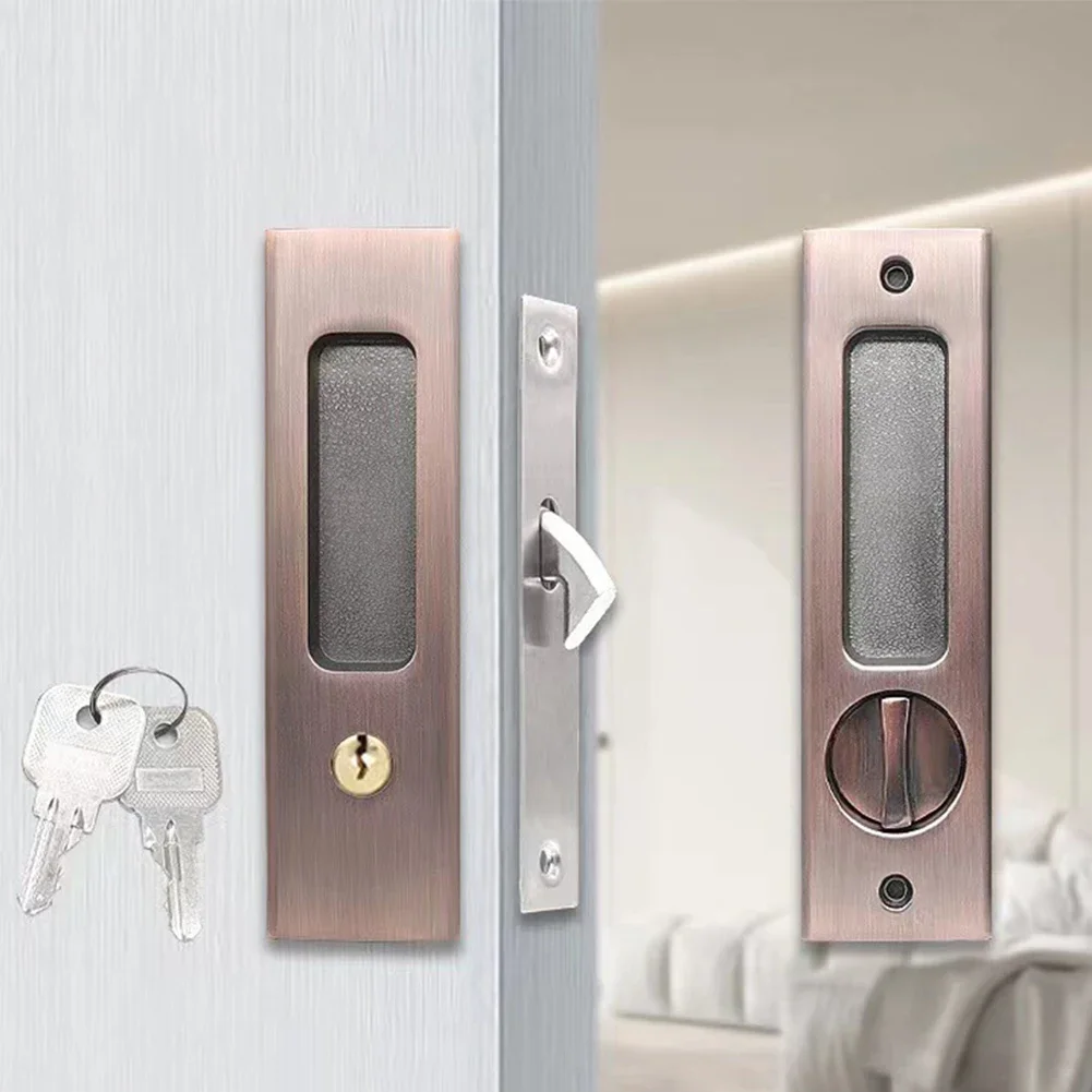 Invisible Sliding Door Lock com chave, gancho de cozinha interior, alça embutida, Varanda Hardware