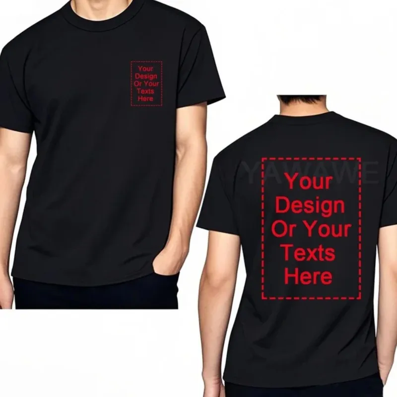 Your Design Here T Shirts Cotton Custom T-Shirt Make Your Design Logo Text for Men and Women Personalized Tshirt Summer Presents