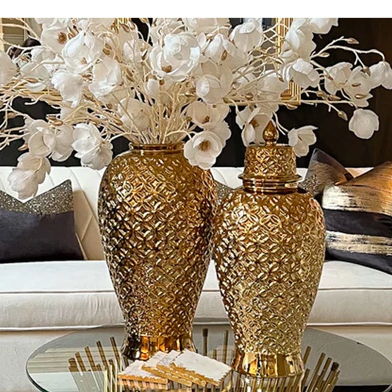 Gold-plated Coin Relief Ceramic Storage Jar with Lids Desk Decoration Jewelry Jars Cosmetic Containers Porcelain General
