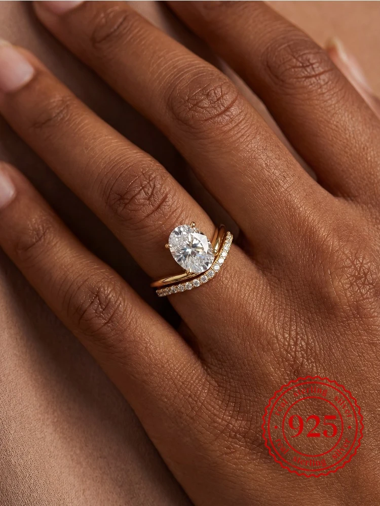 925er Sterlingsilber, modischer Minimalismus-Wellen-Oval-Zirkon-Ring für Frauen, Verlobung, Hochzeit, Jahrestag, hochwertiger edler Schmuck