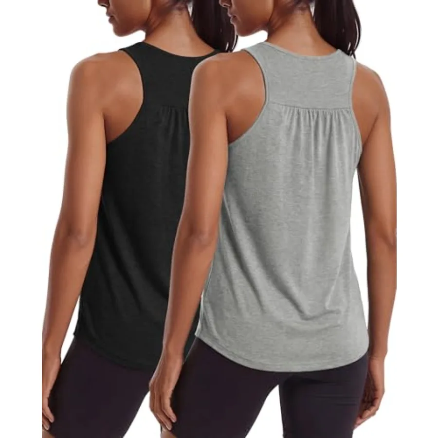 

PINSPARK Workout Tops for Women Racerback Tank Tops Sleeveless Athletic Running Shirts Lightweight Yoga Gym Tank, 2 Pack S-3XL