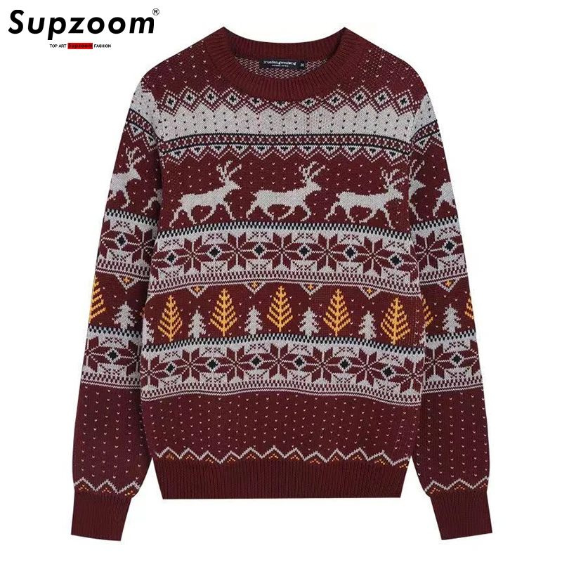 

Supzoom 2023 New Arrival Retro Casual Cartoon Pulloverse Couple Men's Top Fashion Winter Couple Knitted Sweater