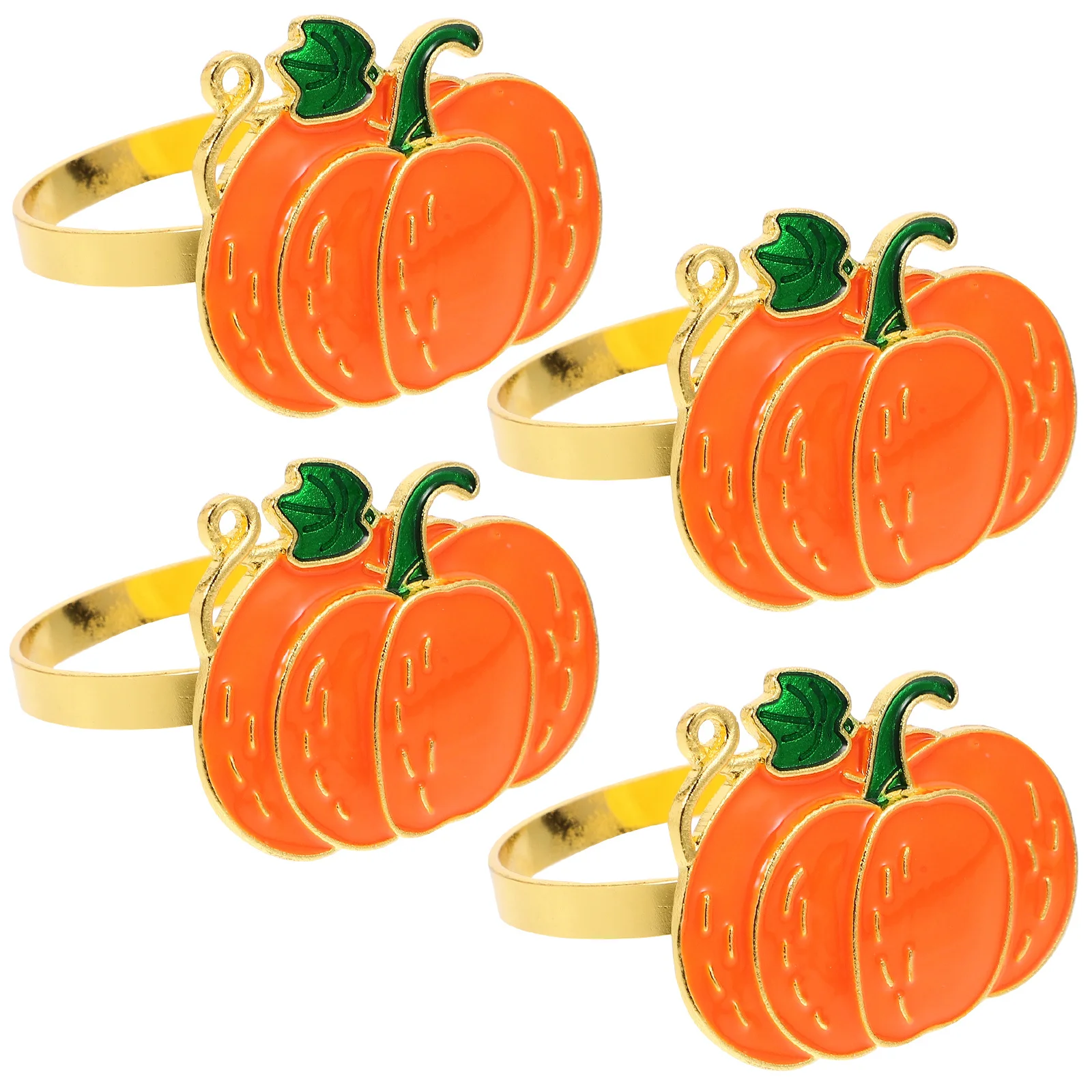 

4Pcs Pumpkin Napkin Rings Exquisite Metal Buckles Fall Halloween Party Decorations Pumpkin Napkin Ring Party Decorations