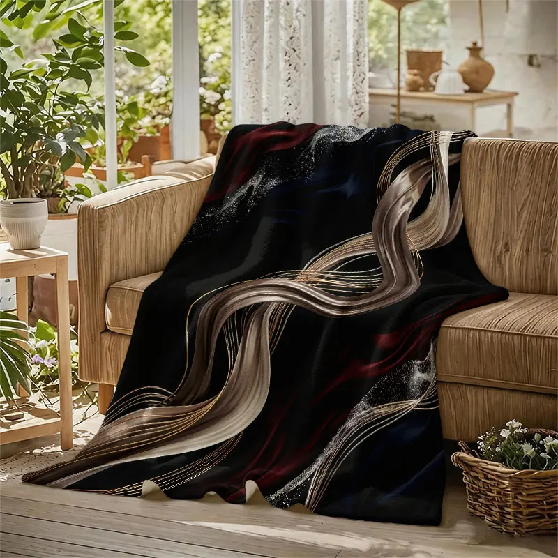 Silk Ribbon Flow Flannel Blanket Warm Soft Halloween Christmas Decorative Couch Warm Cozy All-Season Gift