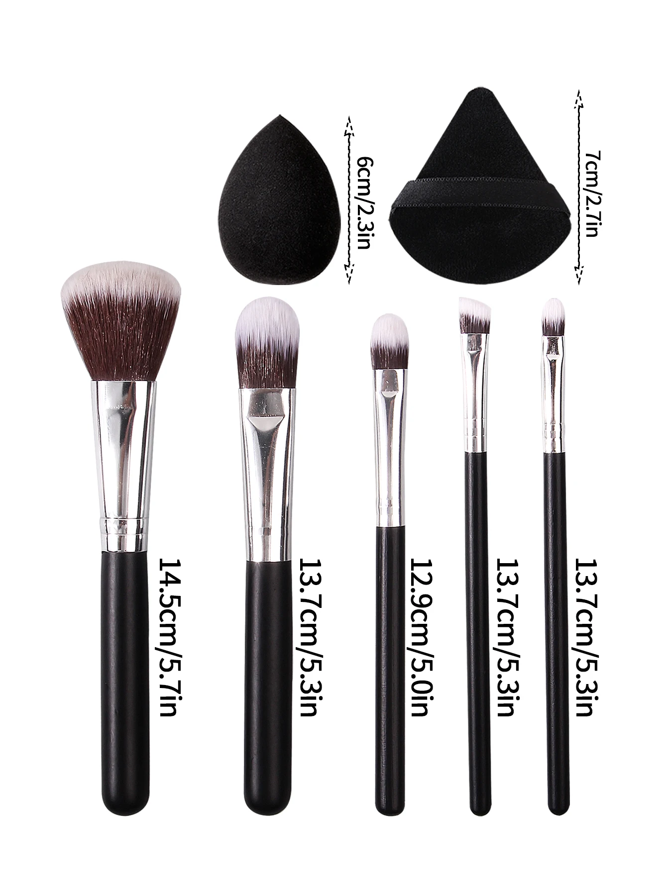 9PCS Makeup brush set, loose powder brush, eyeshadow brush, makeup set brush + non-sticking powder sponge egg powder puff