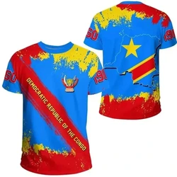 Democratic Republic Of Congo Country Flag 3D Graphic Printed T Shirts For Men Summer Casual Short Sleeve O Neck Tshirt Clothing