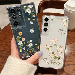 Flowers Case For Samsung Galaxy S25 FE A57 A37 A17 A14 A34 A55 A56 A54 A36 A25 A15 S26 S25 S23 S24 Ultra S22 Plus Clear Cover