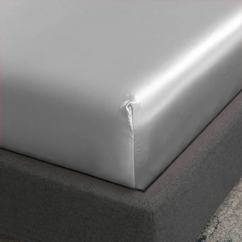 22MM 100% Mulberry Silk Fitted Sheet 1pc Deep 25cm Seamless Solid Color Soft Fabric