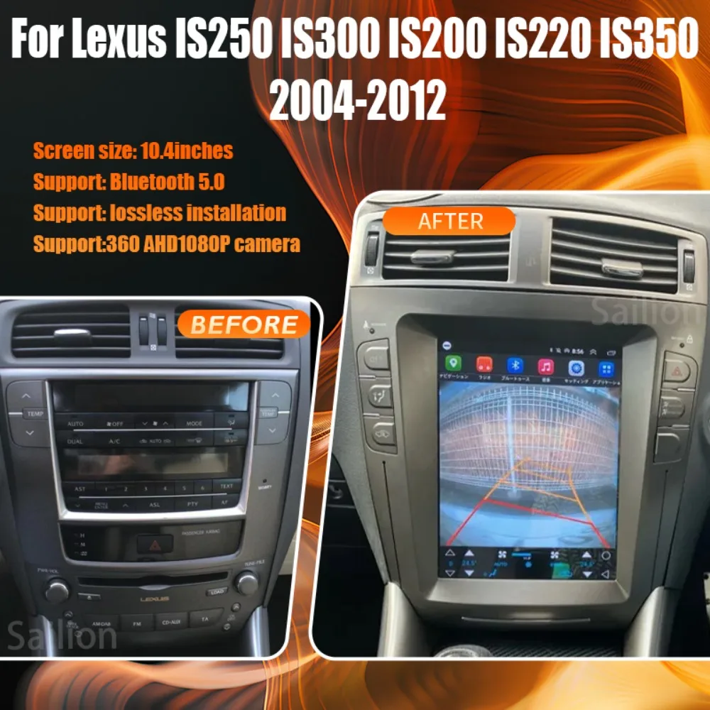 Rádio do carro de android 14 para lexus is250 is300 is200 is220 is350 2004-20012 tesla multimédia automotivo carplay auto bluetooth estéreo