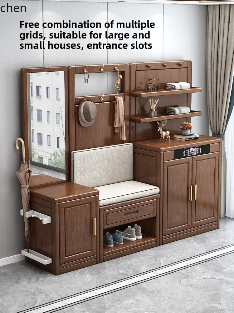 L22 Solid Wood Household Door Shoe Cabinet Intelligent Disinfection Multi-functional Integrated Entrance Door Entrance Cabinet