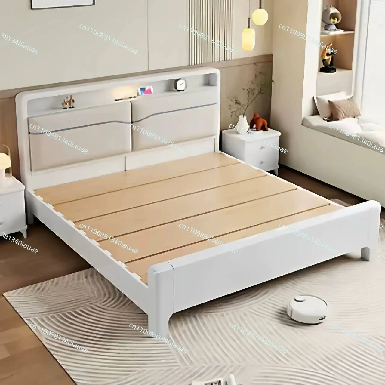 Soft Solid Wood Bed Modern Simple 1.8 Meters Master Bedroom Nordic Double Economical