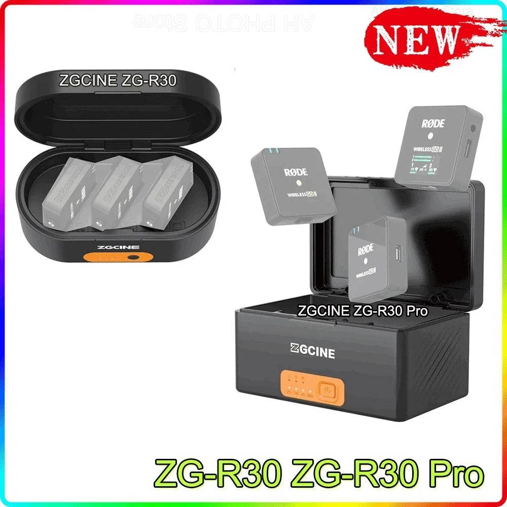 Top ZG-R30 Charging Case Box for Rode Wireless GO I II Mic with 3400mAh Built-in Battery Portable Fast Charging Power Bank