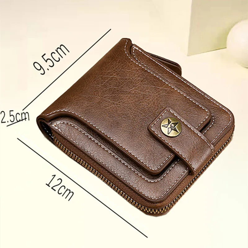 2024 New Wallet Short Fashionable Horizontal Zipper Wallet Multi Card Position Function Document Buckle Card Bag