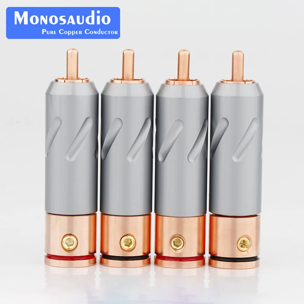Monosaudio RCA-Stecker aus reinem Kupfer, vergoldet/rhodiniert, RCA-Stecker, Lautsprecherklemme für Audio-Lautsprecher-Signalkabel – Detail 11