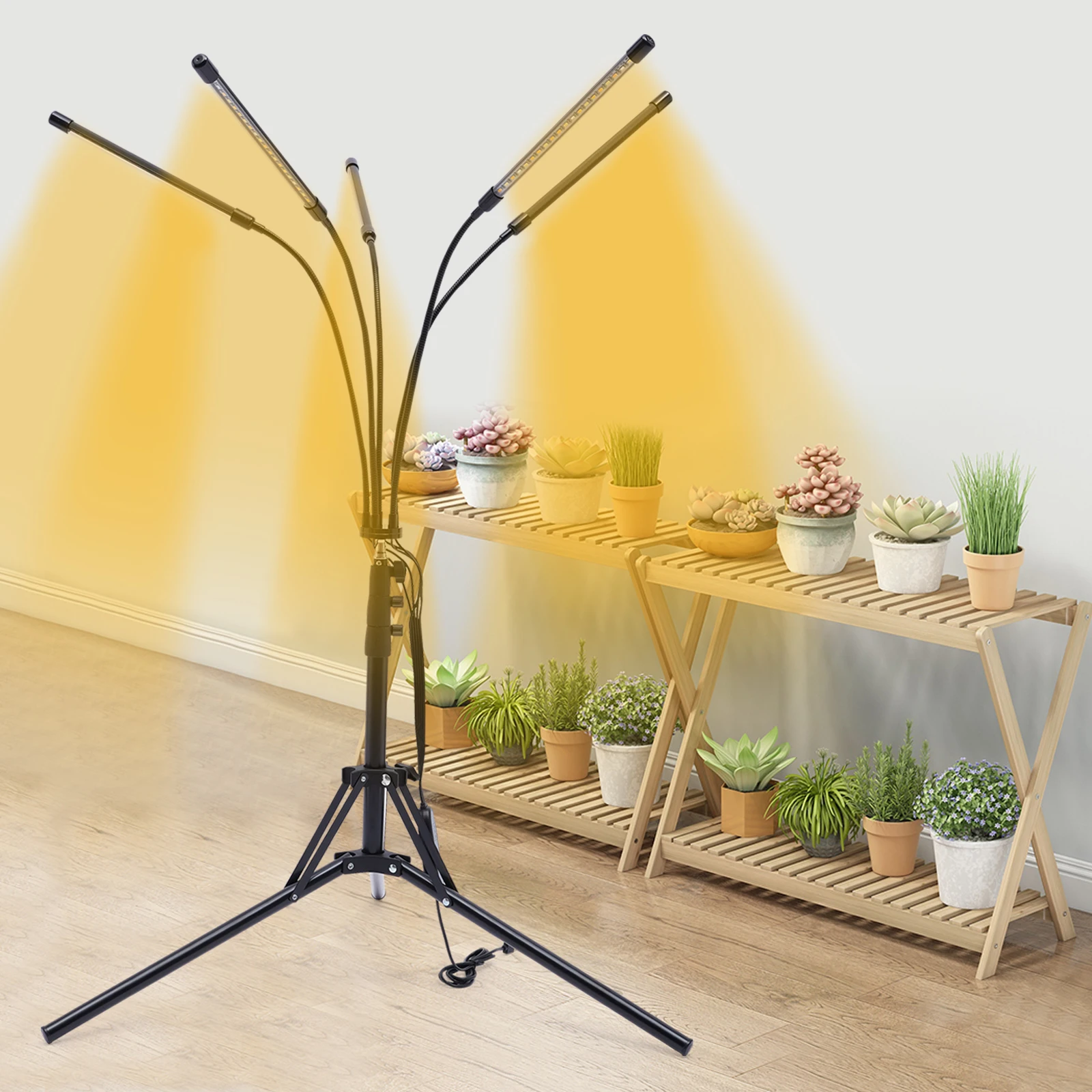 Grow light with adjustable height (15.7-63in), 3 lighting modes, time controller, energy-efficient LED, ideal for plant growth a