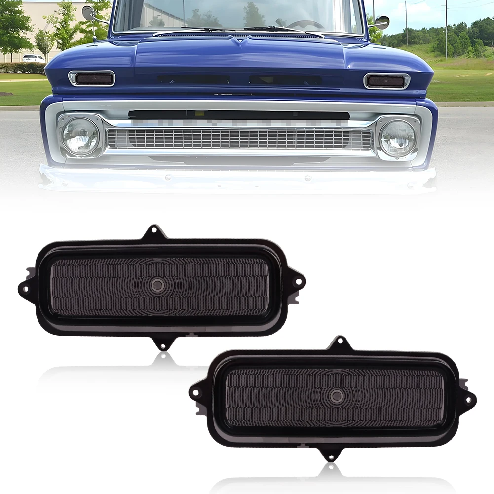 2PCS Front Bumper Turn Signal Light Parking Light Corner Light DRL Light Turn Warning Light Cover For 1960 1961 1962 1963 1964 1965 1966 Chevrolet C10/C20 Pickup Truck