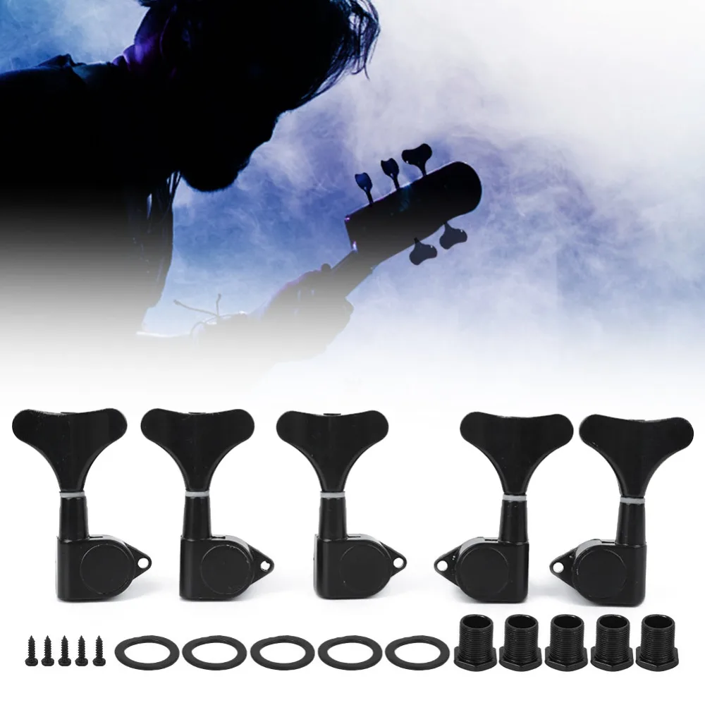 Metal ​Bass Tuners​ ​5‑String ​3R2L Configuration ​Bass Tuning Pegs​ ​18:1 Gear Ratio​ ​Sealed Tuning Keys​
