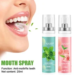 Espray Oral fresco, ambientador de 20ml, tratamiento de olor Oral, cuidado, mal sabor, Litchi, elimina el aliento de melocotón Oral persistente