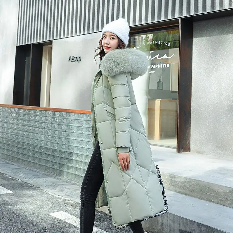 Women\'s Winter Jacket Long Parkas Winter Wear Korean Fashion Edition Belted Slim Fit Cotton Jacket Padding Warm Windbreak Coat