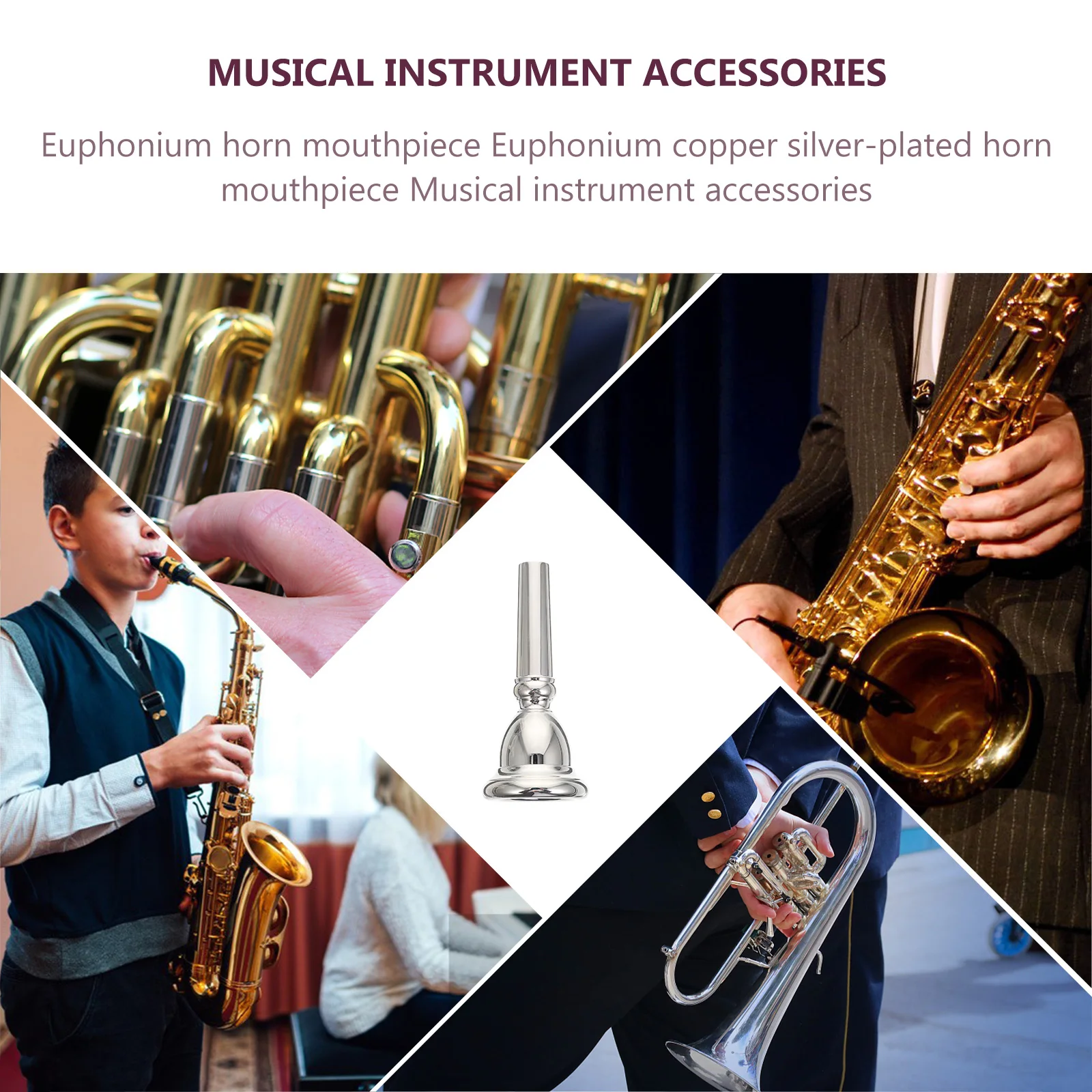 

Euphonium Mouthpiece Professional Trumpet Major Horn Silver Supply Accessory Mouthpieces for Musical Instruments
