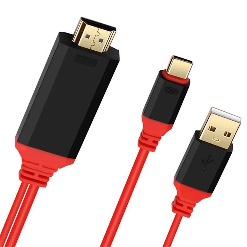 Laptop Phone Connected To The TV With The Same Screen Cable Computer Cable HDMI-compatible Projection Cable  HD Conversion Cable