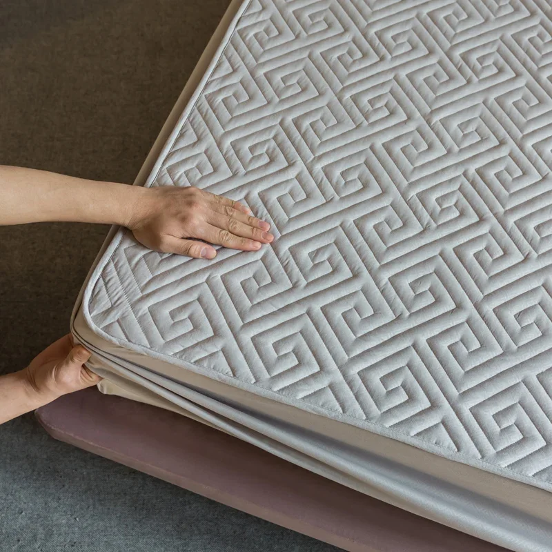 Lençóis de algodão grosso, lençol macio, Queen e King Size, linho acolchoado, capas de colchão de cor sólida, casa