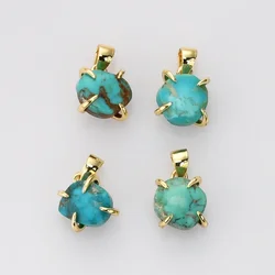 BOROSA Natural Stones Turquoise Irregular Pendant For Jewelry Making DIY Necklace Earring Accessories Healing Gemstone Charms