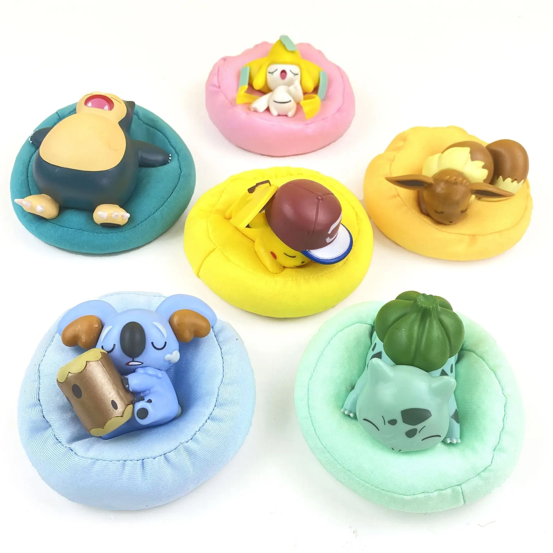 Cartoon Sleep Pillow Pikachu Snorlax Bulbasaur Anime Figures PVC Model Toys Q Version Dolls Cute Plush Bedroom Decor Kids Gift