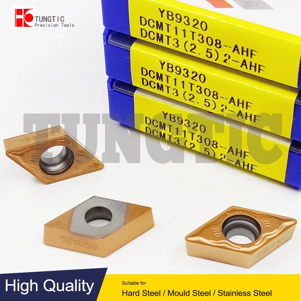 

DCMT11T308-AHF YB9320 YB6325 DCMT3(2.5)-AHF Turning Cutting Carbide Lathe Tools Machining Metal Inserts Positive-Finishing