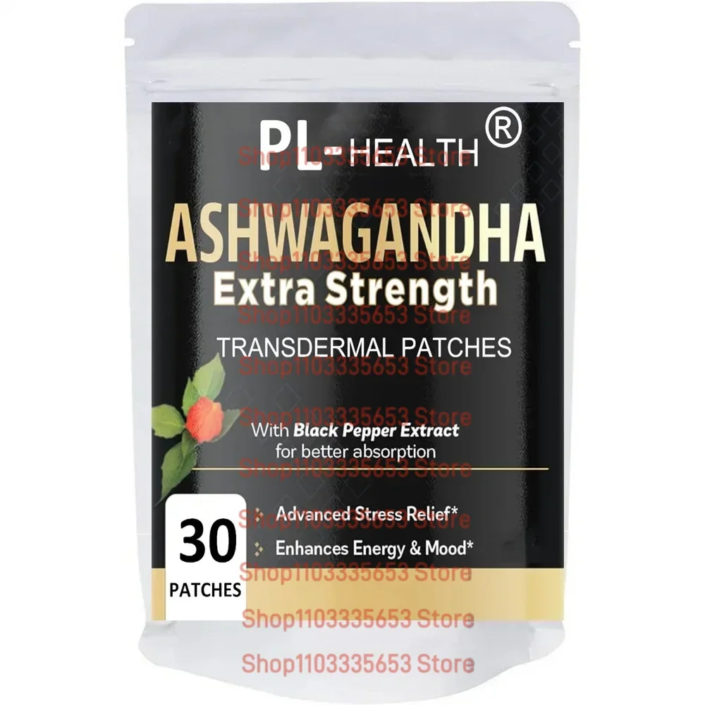 30 Patches Ashwagandha Transdermal Patches with Black Pepper Mood Support, Focus, Energy Support