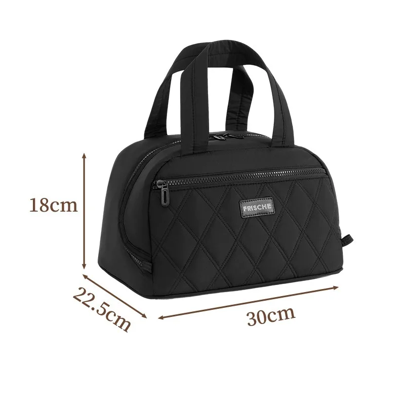 Große Isolierte Lunch-Tasche für Frauen PU-Leder Gesteppte Lunch-Tasche Auslaufsichere Thermische Kühltasche für Arbeit Picknick Reisen Niedliche Lunchbox – Detail 10