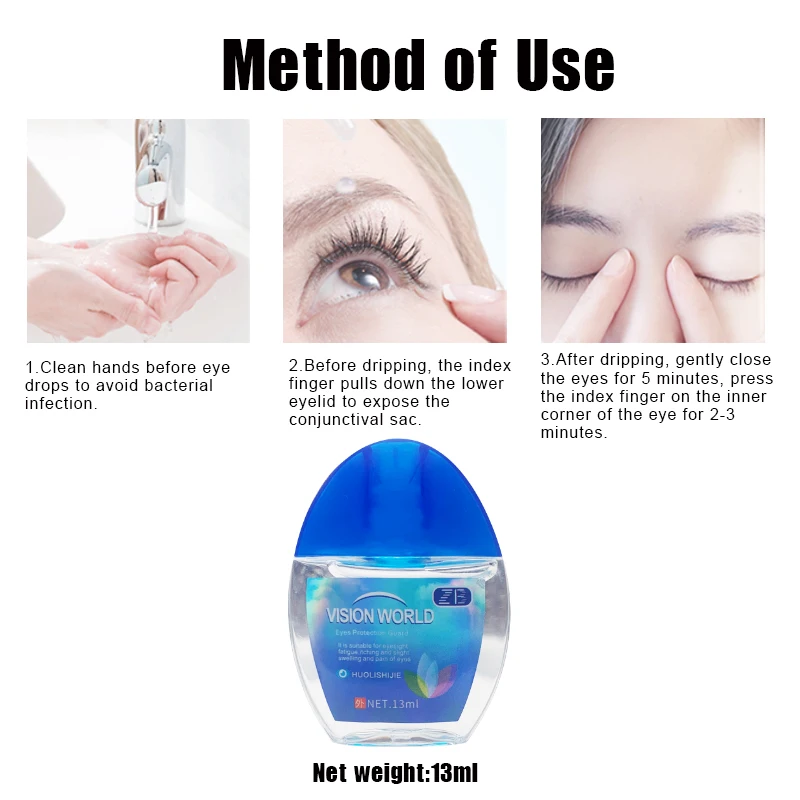 13ml Natural Eye Drops Dry Moisturizing Products Dressing Relieves Eyes Clean Anti-Itchy Removal Fatigue Eyes Health Care Liquid