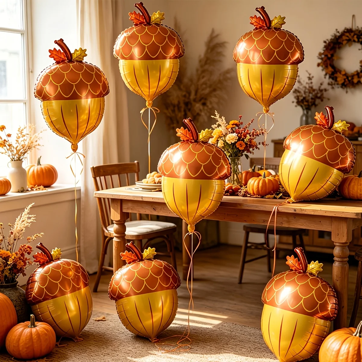 8 Stück 25 Zoll Thanksgiving Haselnuss Aluminiumfolienballon Herbstparty-Dekorationen für den Innenbereich Geeignet für Weihnachts- und Geburtstagsfeiern
