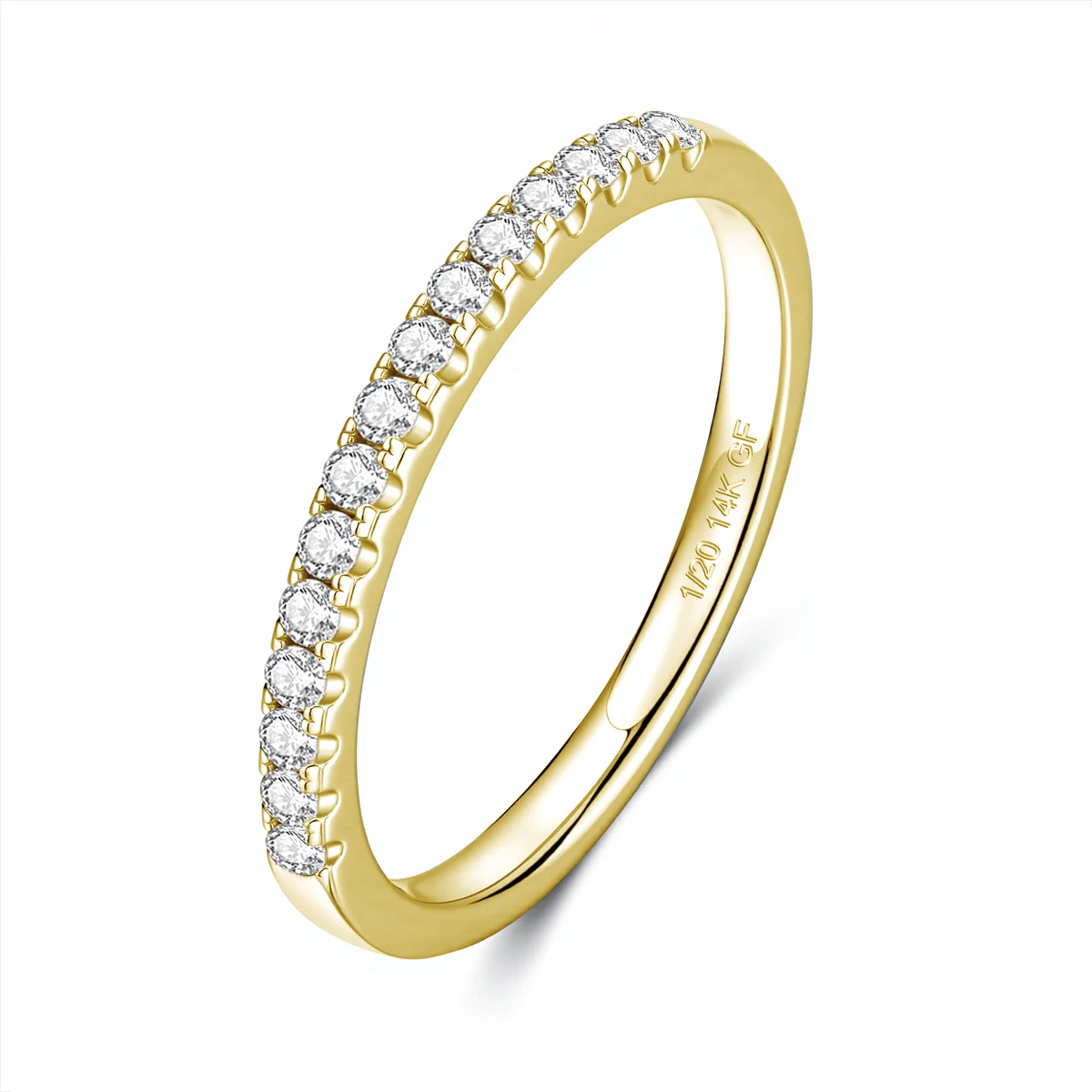GRA Moissanite Band Ring 14k Gold Filled for Women Stackable Eternal Lab Diamond Ring for Wedding Anniversary Gifts