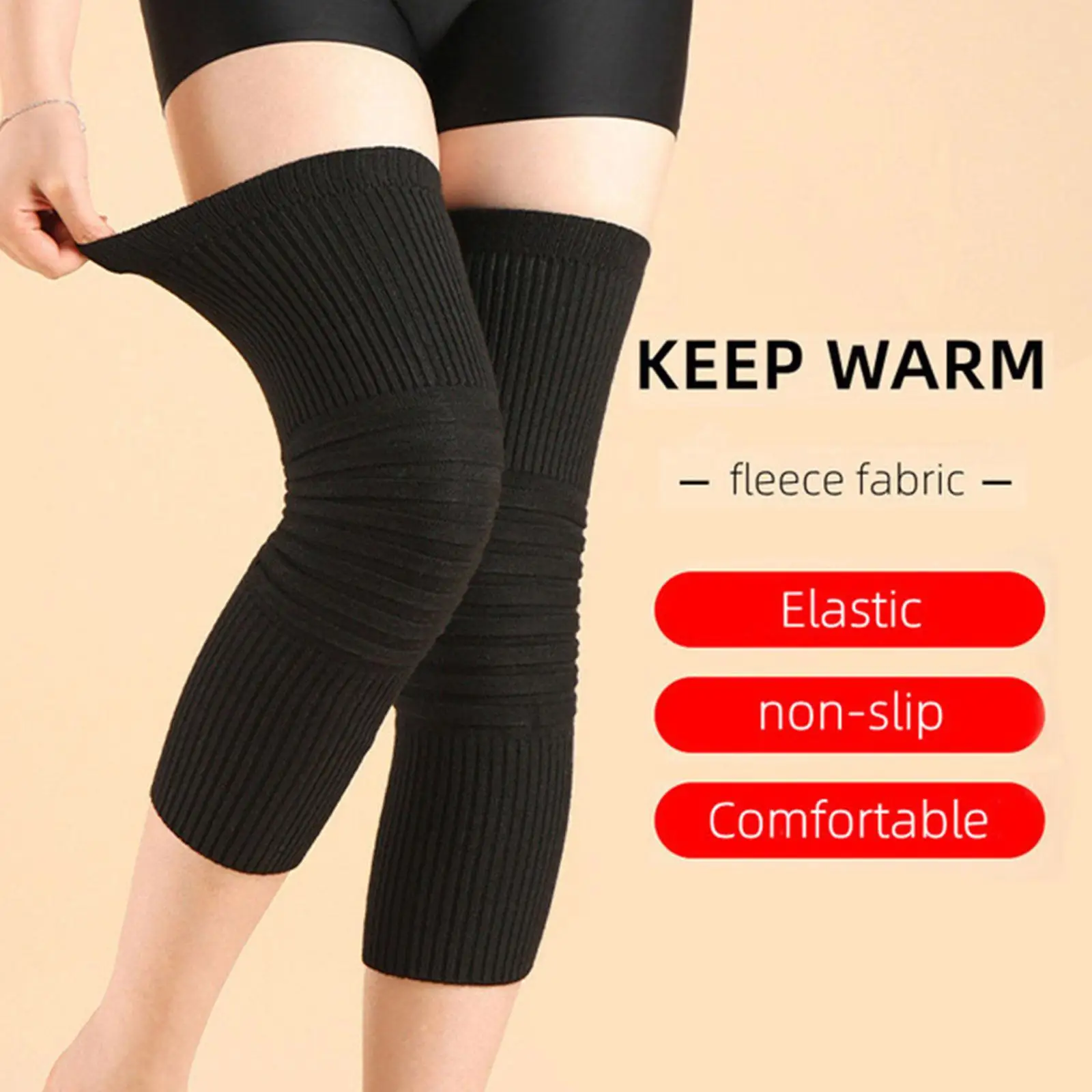 1 Pair Unisex Cashmere Knee Warmers Wool Knee Brace Pads Winter Warm Thermal Knee Protector Sleeve for Women Men Pain Relief