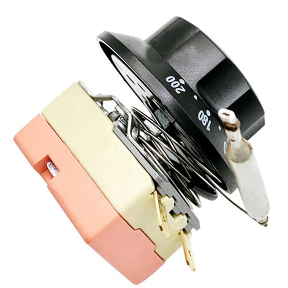 1pc Electric Oven Thermostat 60-200℃ 2 Pin Adjustable Temperature Controller Switch Home Improvement Electric Oven Accessories