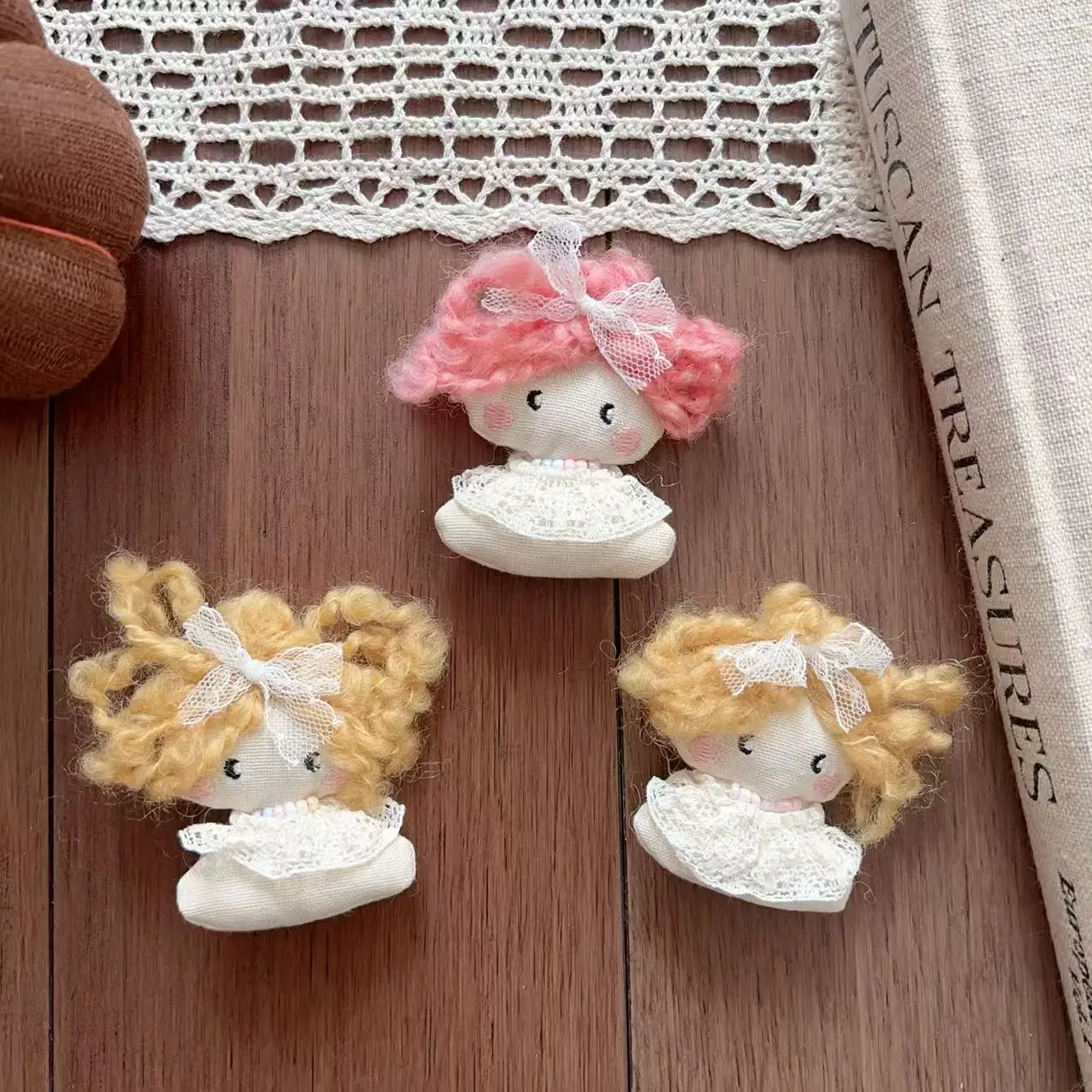 Korean Sweet Girl Doll Fabric Hair Clips Hair Ties Brooch Pin for Shoes Socks Bag Pendant Clothing Embellishment Premium