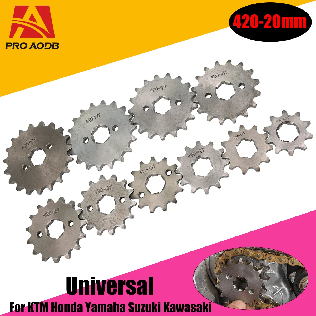 420# 20mm 10T-19T Front Engine Sprocket For BSE SSR KAYO SDG Dirt Pit Bike ATV Quad Go Kart Moped Buggy Scooter Motorcycle