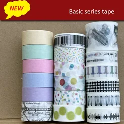 Cinta washi de Serie Básica, color puro, clip, punto, cinta de papel de línea de Metro para decoración de álbumes de recortes