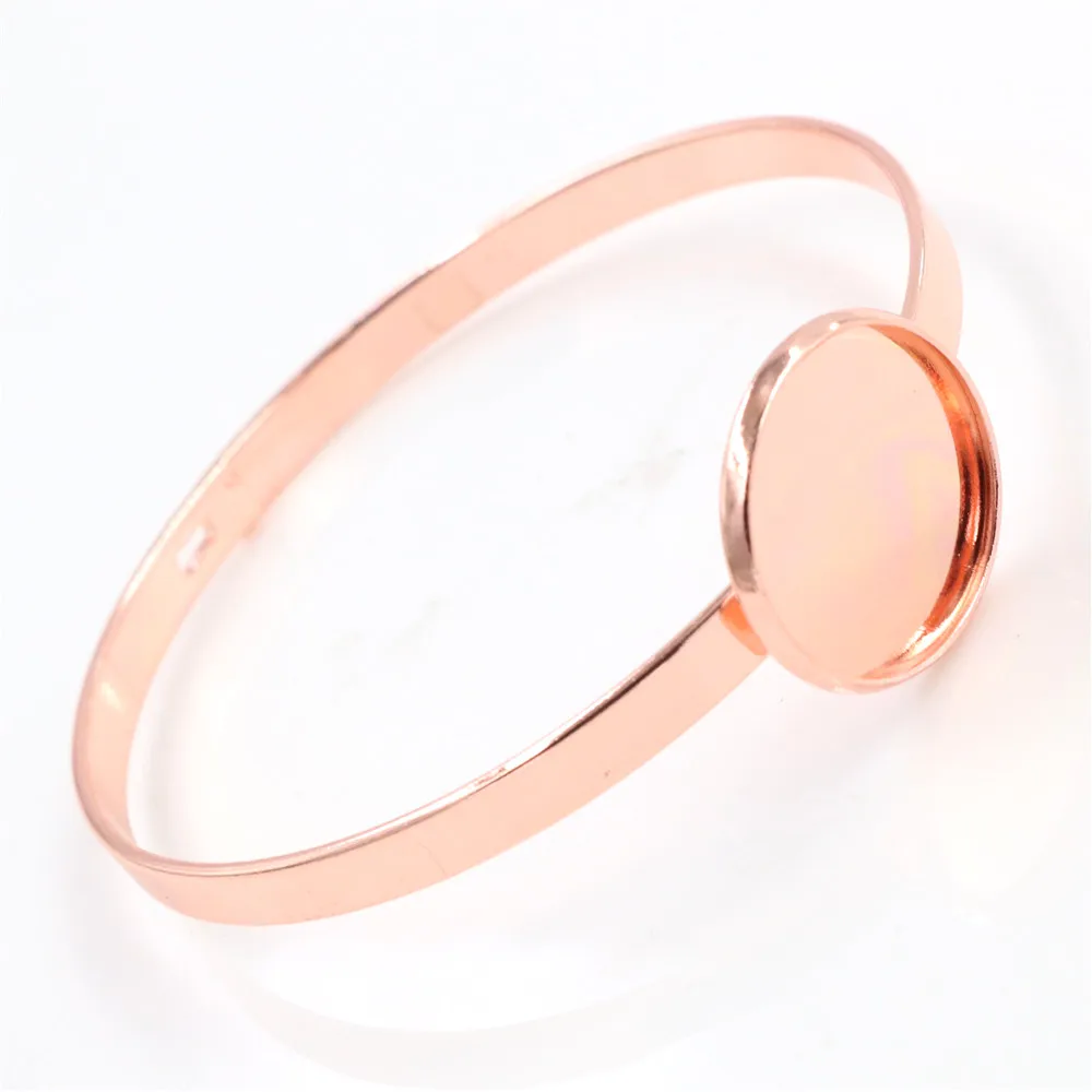 20mm 7 Colors Plated Plated Single Circle Bangle Settings Bracelet Cabochon Base Cameo Blank Bezel Tray High Quality Accessories