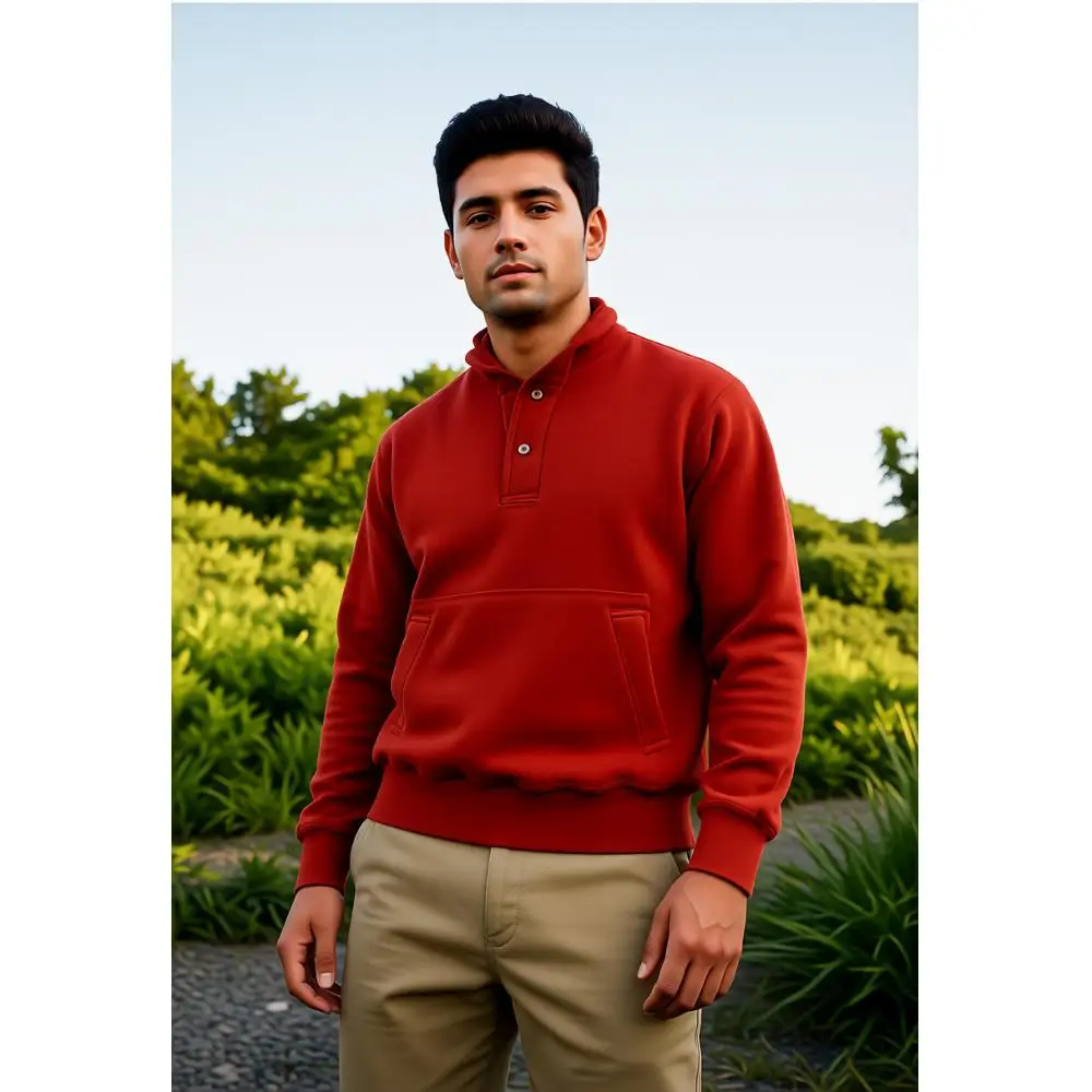 

Мужской повседневный пуловер с капюшоном на пуговицах и карманом кенгуру доступен в 6-х цветах: оливково-зеленый, темно-синий,