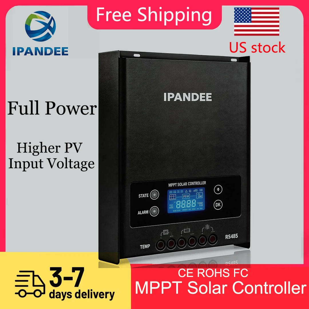 IPANDEE 12V/24V/36V/48V Auto MPPT 60A Solar Charge Controller 200V Max PV Input, LCD Display Multiple Protection, Lithium Battery Activation Shipping Form US Warehouse