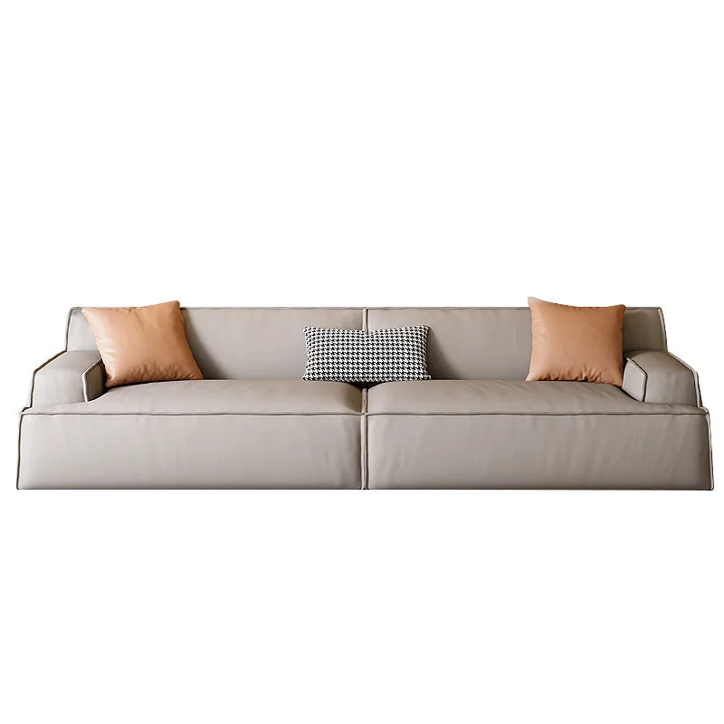 

Small apartment, sofa, modern, simple, living room, first layer cowhide