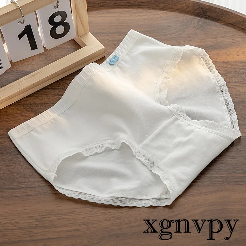 xgnvpy Cotton White Underwear Female Cute Girl Birthday Series 5A Antibacterial Mid-rise Pure Desire Summer Wear Soft Breathable