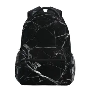 Large Capacity Children Schoolbag Backpack Girl Primary Marble Print Black Book Bag Multi Pockets Backpack Mochila
