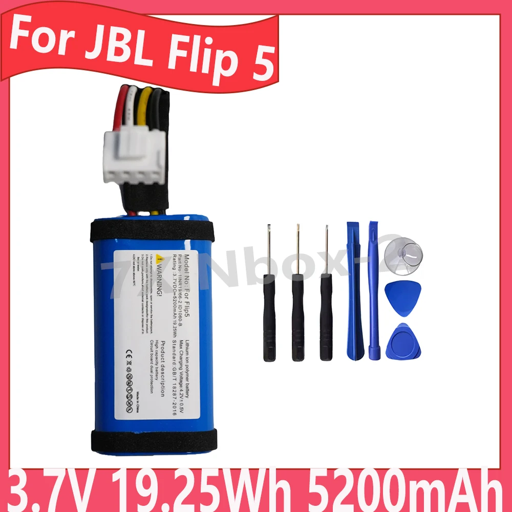 5200mAh OEM Replacement Speaker Battery 1INR 19/66-2 ID1060-B Battery For JBL Flip 5 Flip5 Bluetooth Audio free tools