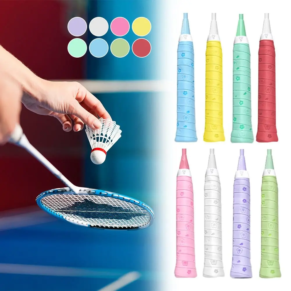 

New PU Badminton Handle Wrap Tape Non-slip Sweat-absorbent Badminton Overgrip Print Tennis Handle Tape
