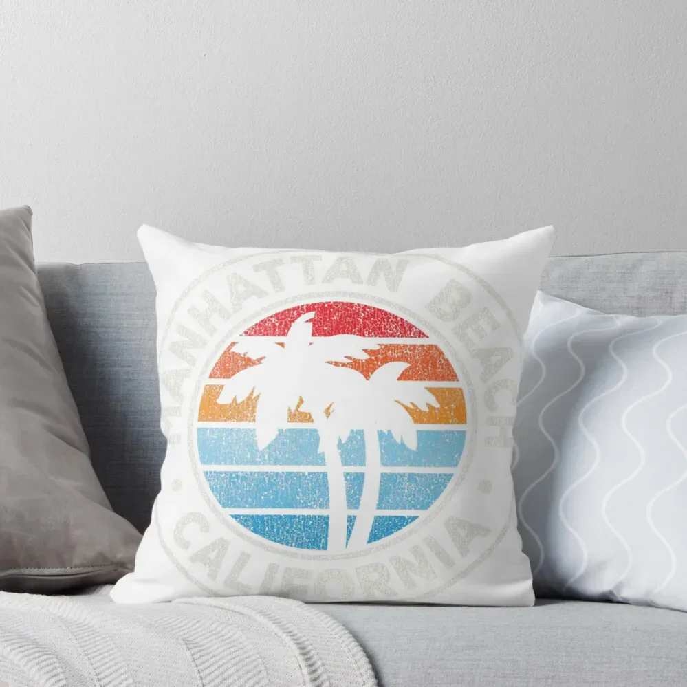 

Manhattan Beach California CA Vintage Graphic Retro 70s Throw Pillow Luxury Pillow Case Decorative Sofa Cushions pillow