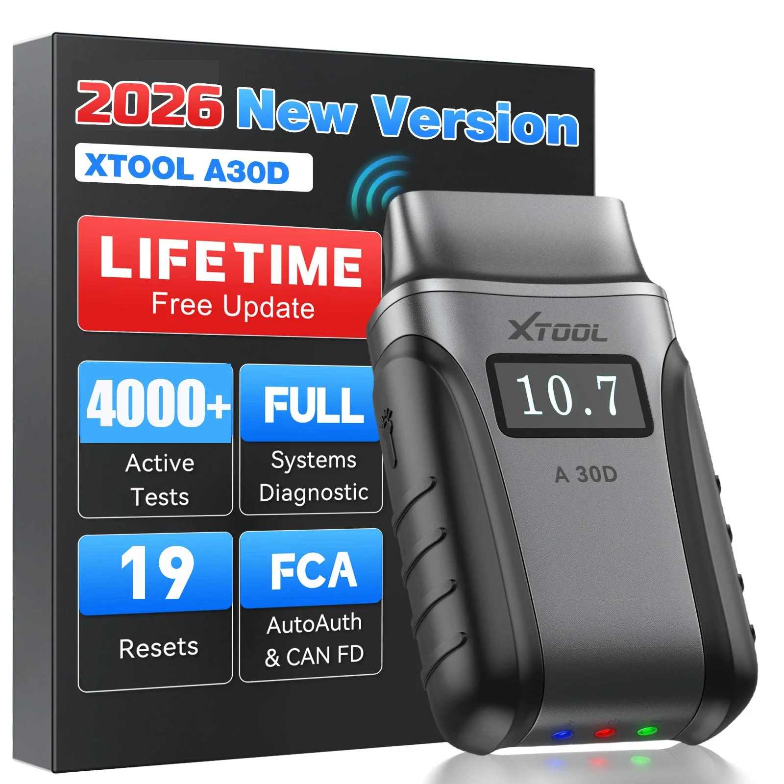 Aggiornamento gratuito a vita XTOOL A30D Strumento diagnostico per auto Bluetooth Tutti i sistemi Scanner OBD2 19 servizi Test attivo CANFD FCA Autoaut